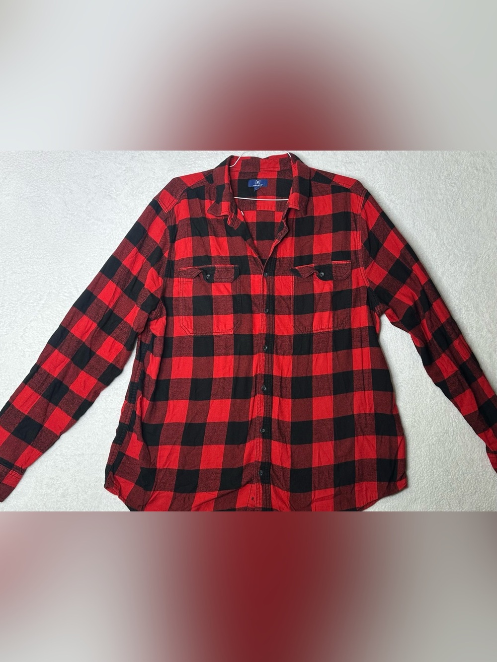 Men's Red and Black Buffalo Plaid Button-Up Shirt